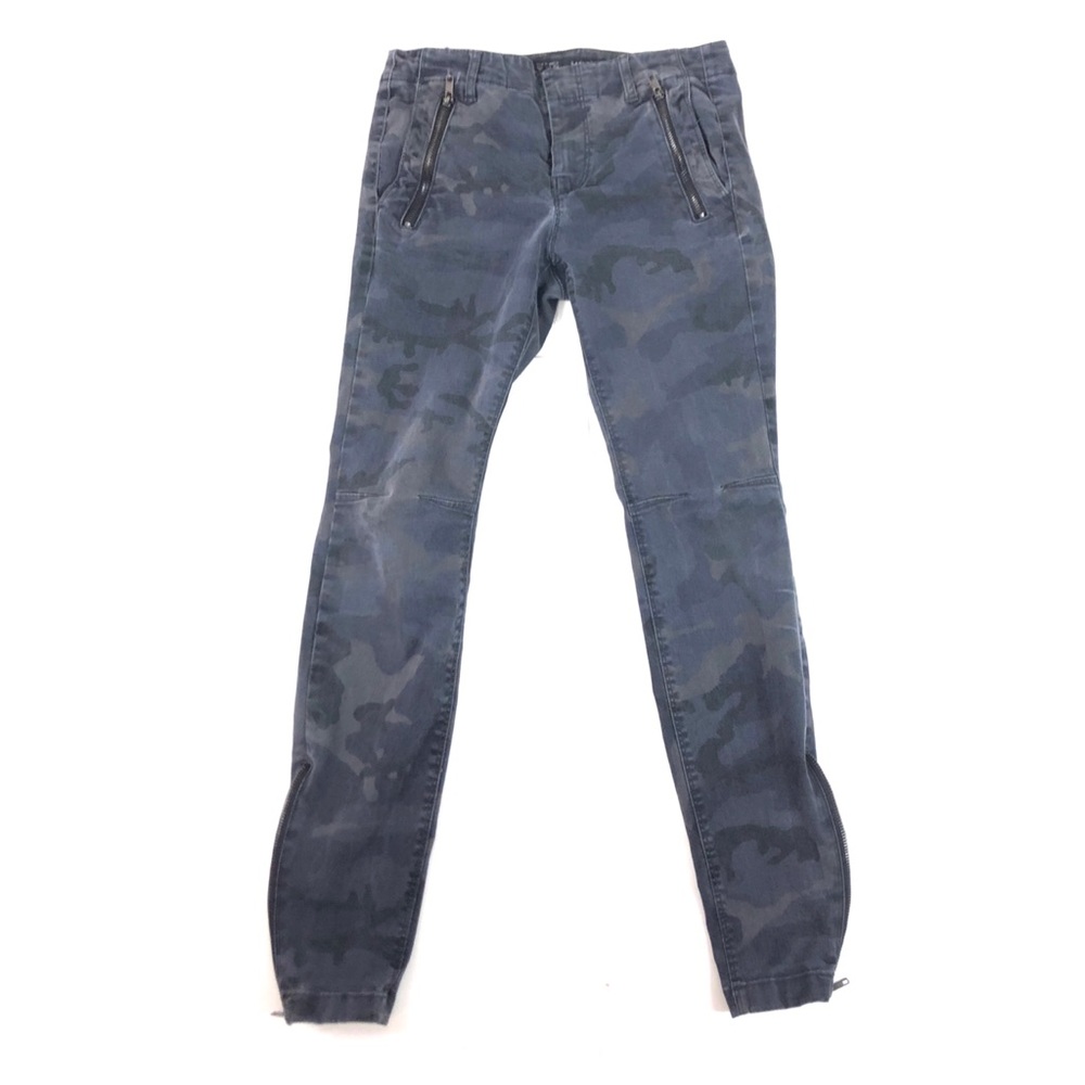 Zara jeans ankle zipper blue camouflage skinny 4